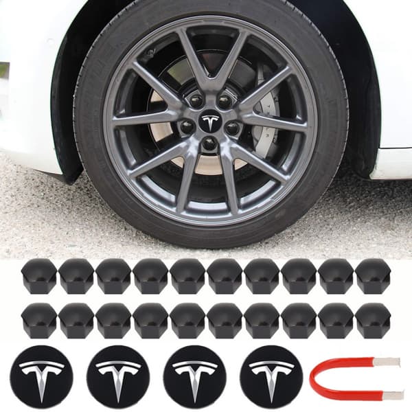 4-pack Hjulkapselset för Tesla - Centerkapsel, Hjulmutteröverdrag, Center Modi