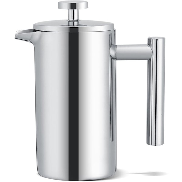 350ml Rustfri Stål French Press Kaffetrakter, French Press Kaffetrakter med Trippel Filter