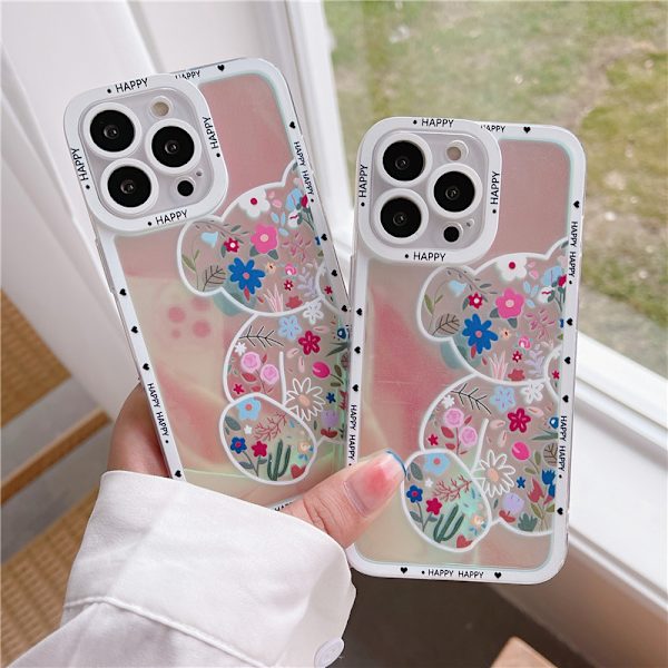 iPhone 13 pro max Laser Bear Phone Case,Soft TPU Shockproof Prote