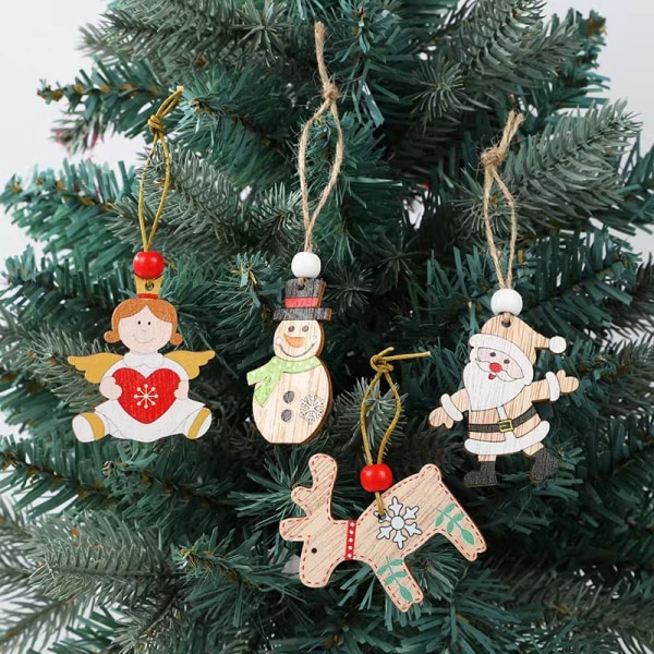 12 delar ängelhänge julgransdekoration trä jul