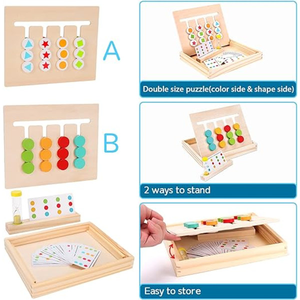 Læring Legetøj Slide Puslespil Farve & Form Matching Hjerne Teasers L