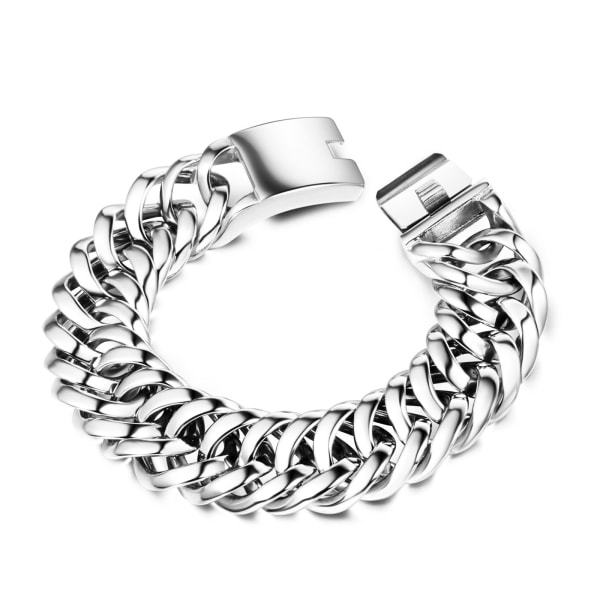 Trendy for- og bagside titanium stål armbånd Dominerende herre bred version støbt armbånd