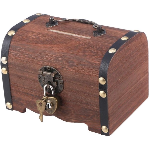 Wood and Leather Treasure Chest Box Decorative Storage Chest Box