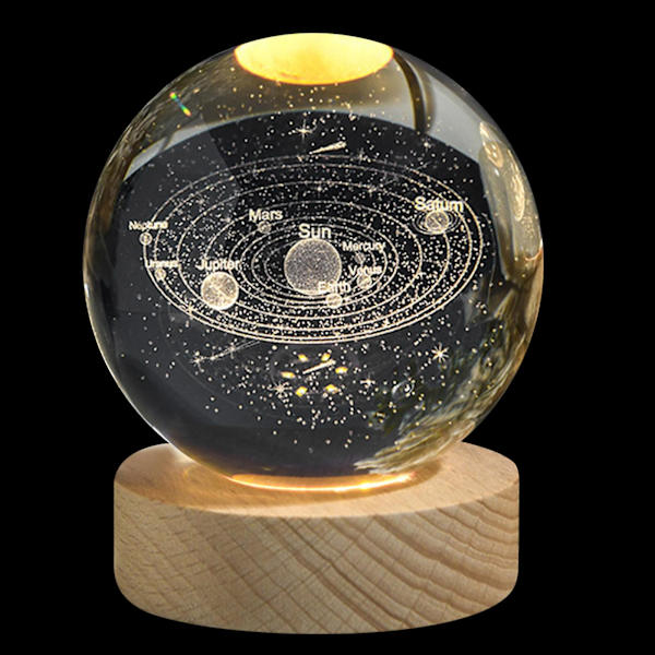 Glødende planetarisk galakse astronaut krystallkule nattlys USB