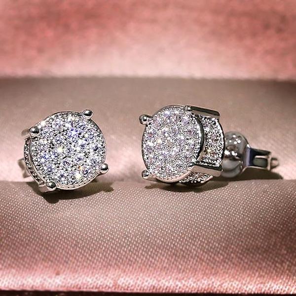 Kvinde Bryllup Ørestikker Smykker Syntetisk Diamant Øreringe L