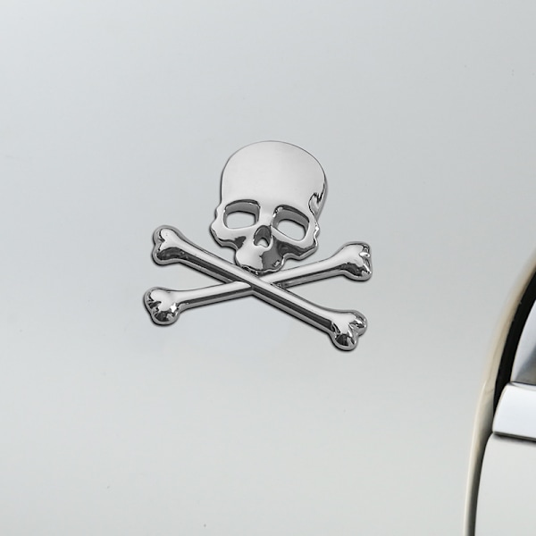 Skull Crossbones Pirat Bil 3D Badge Krom Metal Badge Sticker D