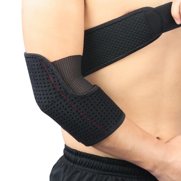 Justerbar albue støtte stabiliserende kompression baseball sort o