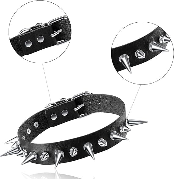 Seje Punk Choker Hjerteform Biker Læder Stud Chok til Kvinder og Mænd