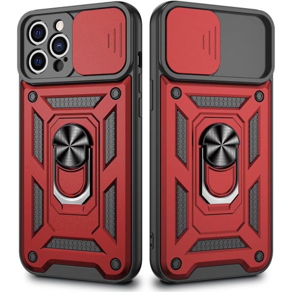 Yhteensopiva iPhone 12 Pro Max -kotelon kanssa, liukuva kamerasuoja ja jalusta