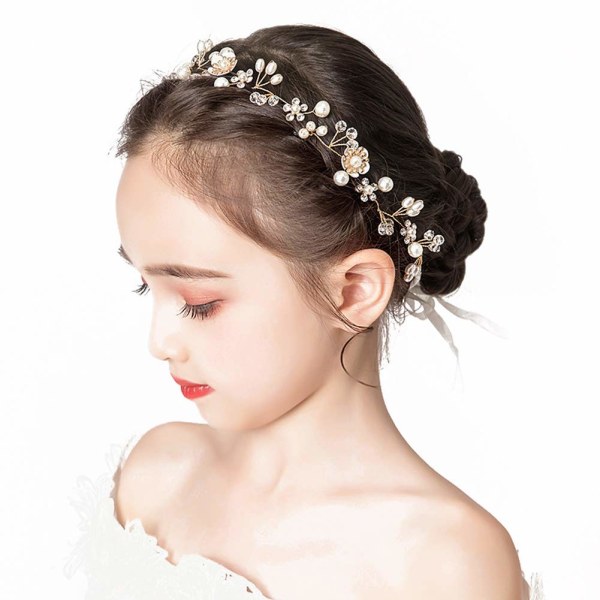 Bryllupshårtilbehør til børn, Princess Headpiece White Flowe