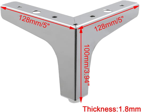 Moderne møbelben, møbeludskiftningsben, højde 10 cm, sæt med 4 (sølv)