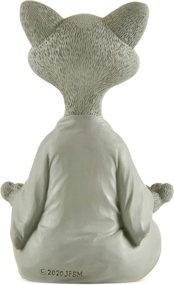 Fantasifull Grå Buddha Katt Statue Meditasjon Yoga Samleobjekter - H