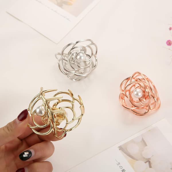 Mini Rose Hårklemmer til Kvinder 3.5cm Søde Perle Små Hårklemmer Meta