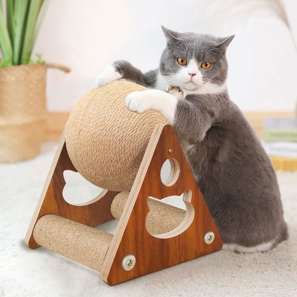 Oppgradert Cat Scratcher Leke, Naturlig Sisal Cat Scratching Ball Leke