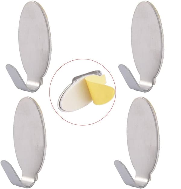 Väggkrok i rostfritt stål, oval form, för hem, badrum, sovrum, kök