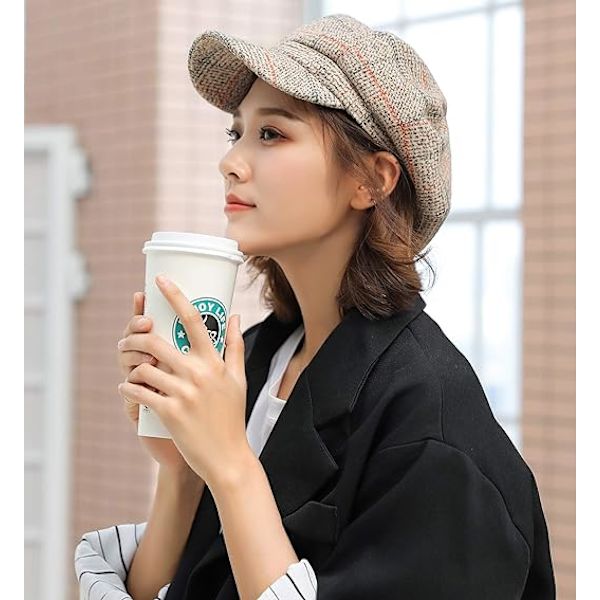 1 stk. Khaki Beret Hat Retro Ternet Efterår Vinter til Kvinder
