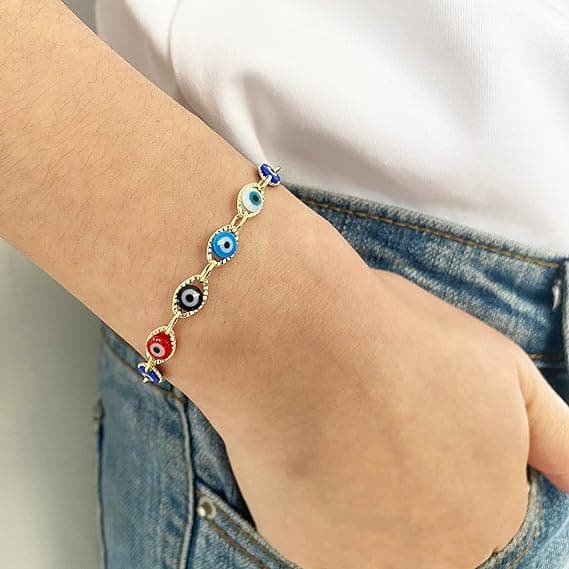 valg av alle Dainty Evil Eye armbånd for kvinner, 14K gull Evil E