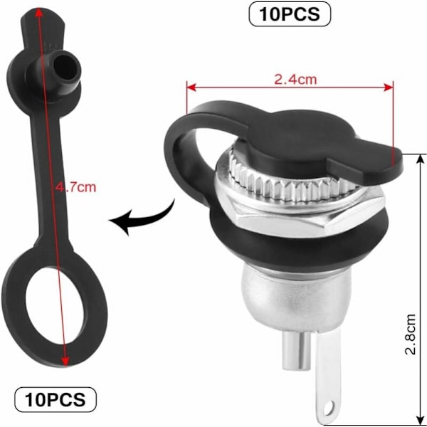 10 stk. hun-jack-stikadapter, 5,5 x 2,1 mm, med støvtæt hætte, til bærbar computer/lyd/video/telefon/CCTV og andet elektronisk udstyr