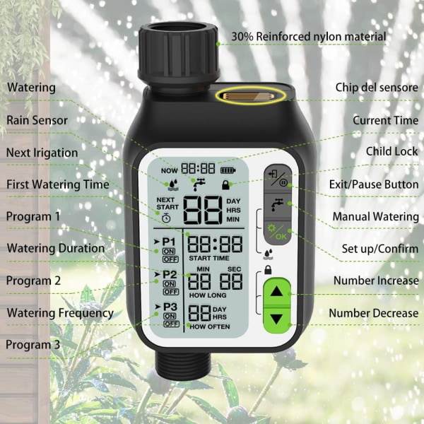 Automatisk vanding timer havevanding timer manuel kontrol wat