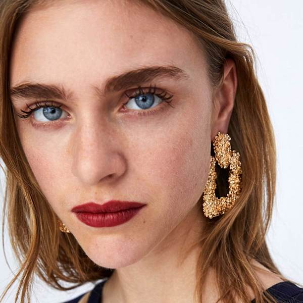 Guld Rektangel Geometriske Drop Øreringe, Fashion Statement Dame