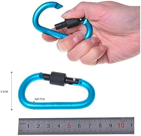 6 stk/sett D-ring nøkkelring låsbare karabinkrok aluminium legering multifunksjonell