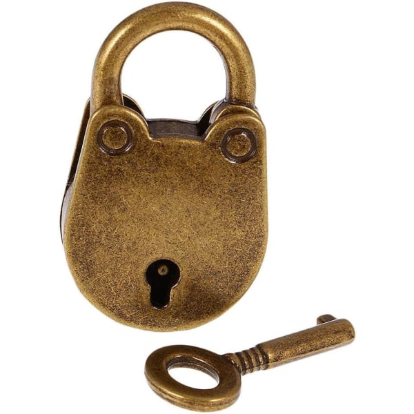 Hængelås med nøgle Mini bjørneformet hængelås Vintage antik stil Pa