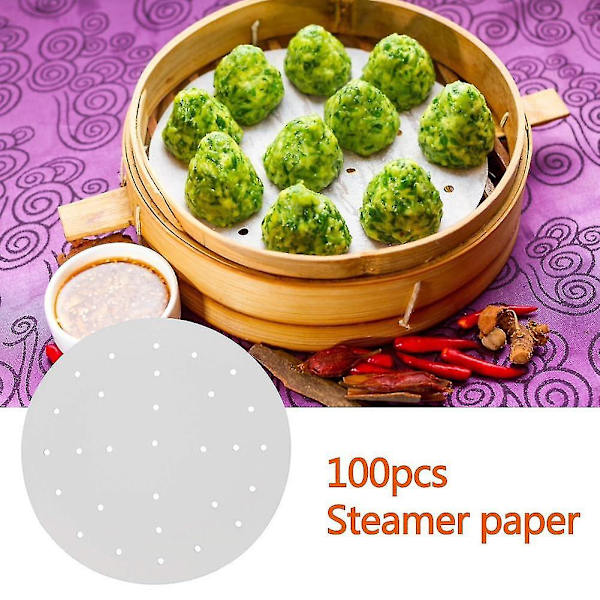 100 st set 7 tum ångpappersark 100 ark runda luftfritösfoder Pa
