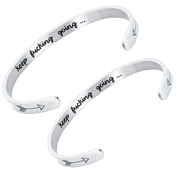 Rustfrit stål åbent armbånd inspirerende bogstaver titanium st