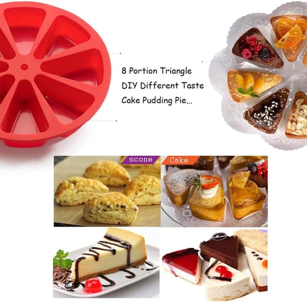 Sett med 2 silikonbakeformer, non-stick bakeformer, 8-hulls trekantet