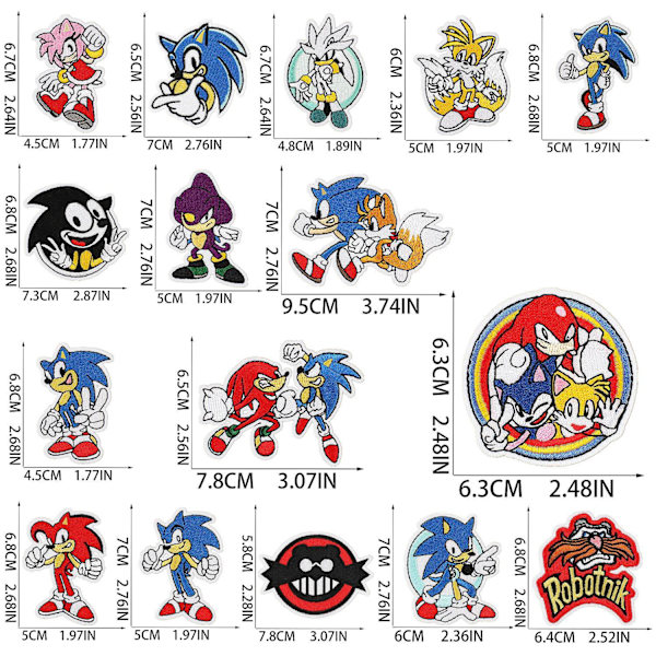 16 stk. Cartoon Pindsvin Patch, Animationsfigur, Computer Embro