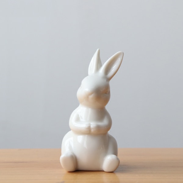 Påsk mini kaninfigurer för barn påsk keramiska prydnader Lo
