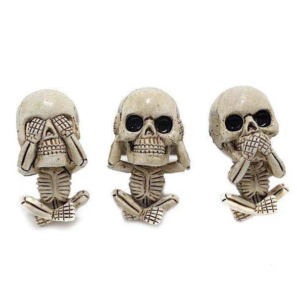 Evil Skull Trio Statue - Et sæt med 3 stk. - Ornament Figur Gave Wit