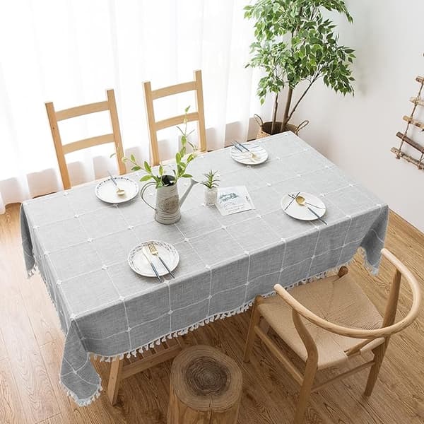 Rustik Gitter Dug (228,6\"x228,6\") Bomuld Linned Grå Recta