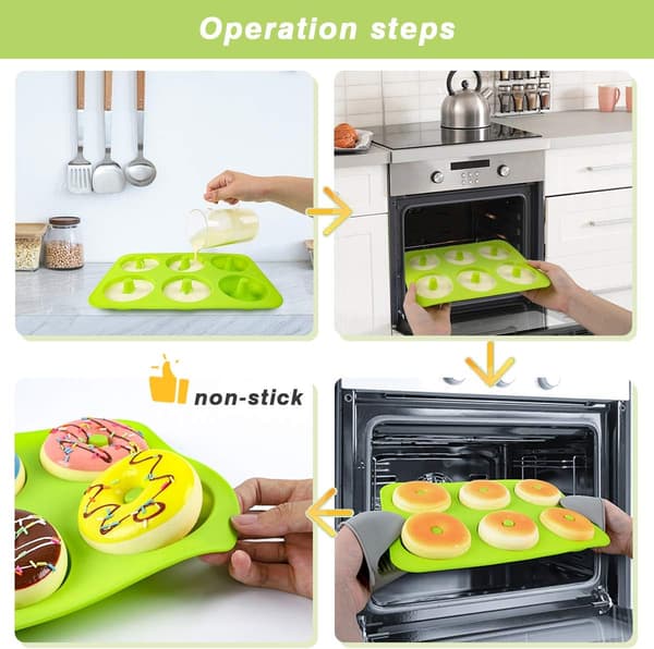 2 stk. NonStick silikone donutform til 6 fuldstore donuts, nem