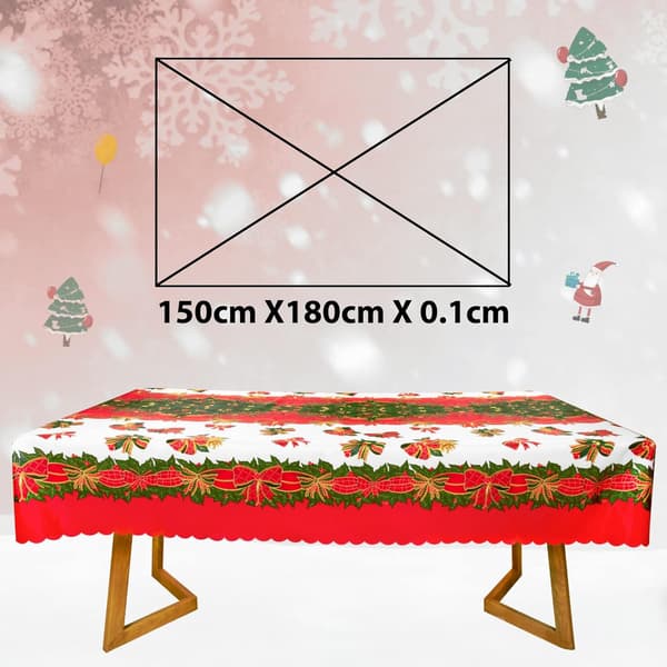 1 st bordsduk Jul Dekorationer Röd Polyester Rektangulär