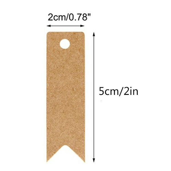 Kraftpapir gavemærker 7x2cm, 100 stk. og jutesnor, til bryllup
