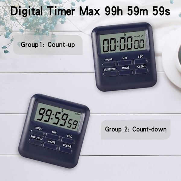 Digital timer med klocka/väckarklocka funktion 3 i 1, magnetisk Ki