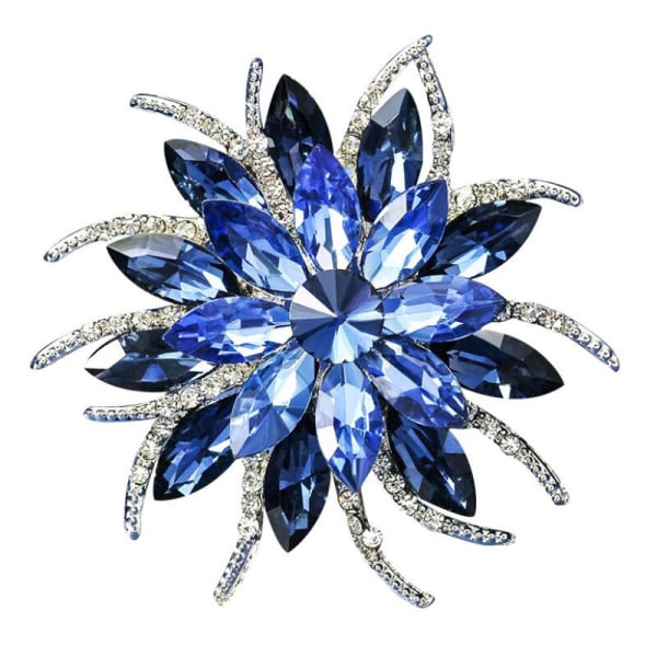 Flower Broche Pin for Women Brides Oprettet Crystal Broche Blue