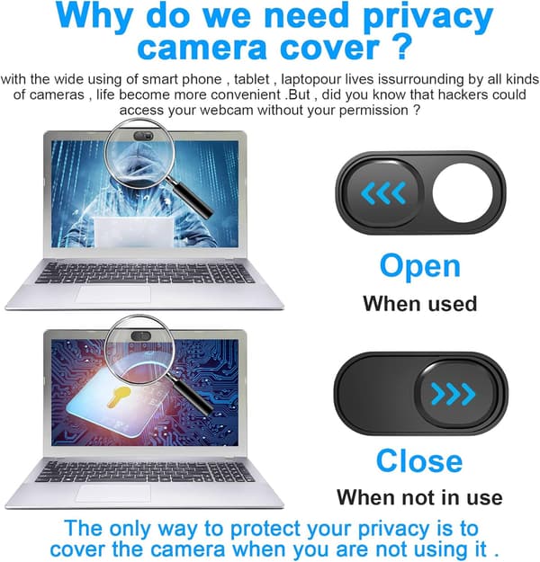Webcam-skydd Slide6Pack, ultratunn metallmagnet-webkamera-skydd