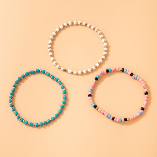 Etnisk stil armbånd smykker Fargerik risperle trelags brac