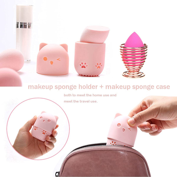 Makeup svamp hållare + Makeup Blender resefodral Beauty Sponge B