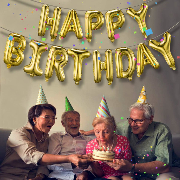 Happy Birthday Banner (3D Guld Bogstaver) Mylar Folie Bogstaver | In