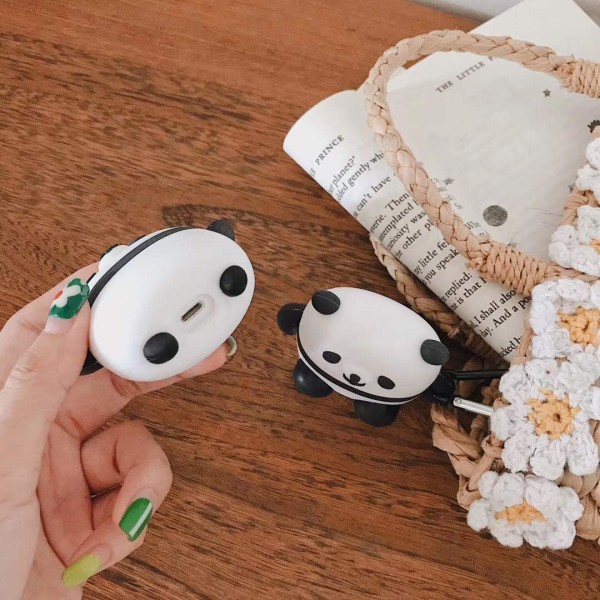 3D Silikon Panda AirPods-deksel for jenter, beskyttende gummideksel