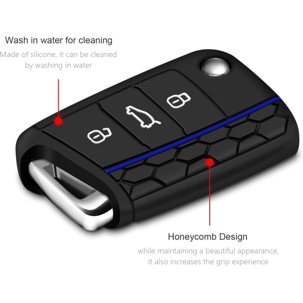 VW Golf 7 Bilnyckelskal i Silikon Skyddande Skal för 3 Knappars Bil