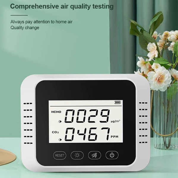 CO2-detektor Luftkvalitetsmonitor med stor skärm för hem för kontor