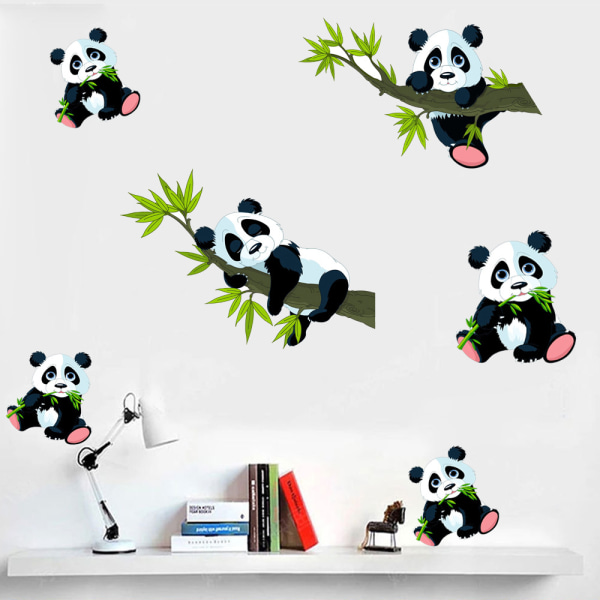 Panda och bambu Väggdekaler Djur Väggdekaler Barn Sovrum P