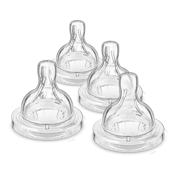 Anti-kolik nappflaska Flow 3 Nipple, 4-pack