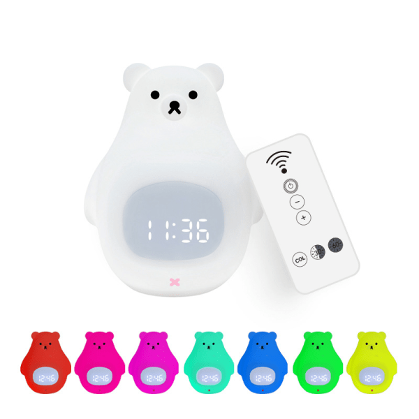 Bear Night Light lapsille, söpö herätyskello, Kawaii-tavaraa, kaukosäädin