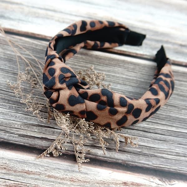 Leopardmønstret pannebånd for kvinner, bred knutebånd, leopard