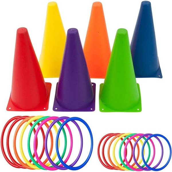 Plastic Cones Ring Toss Combo Set Outdoor Carnival Games for Kids